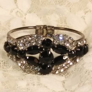 Black Rhinestone Clamper Bracelet